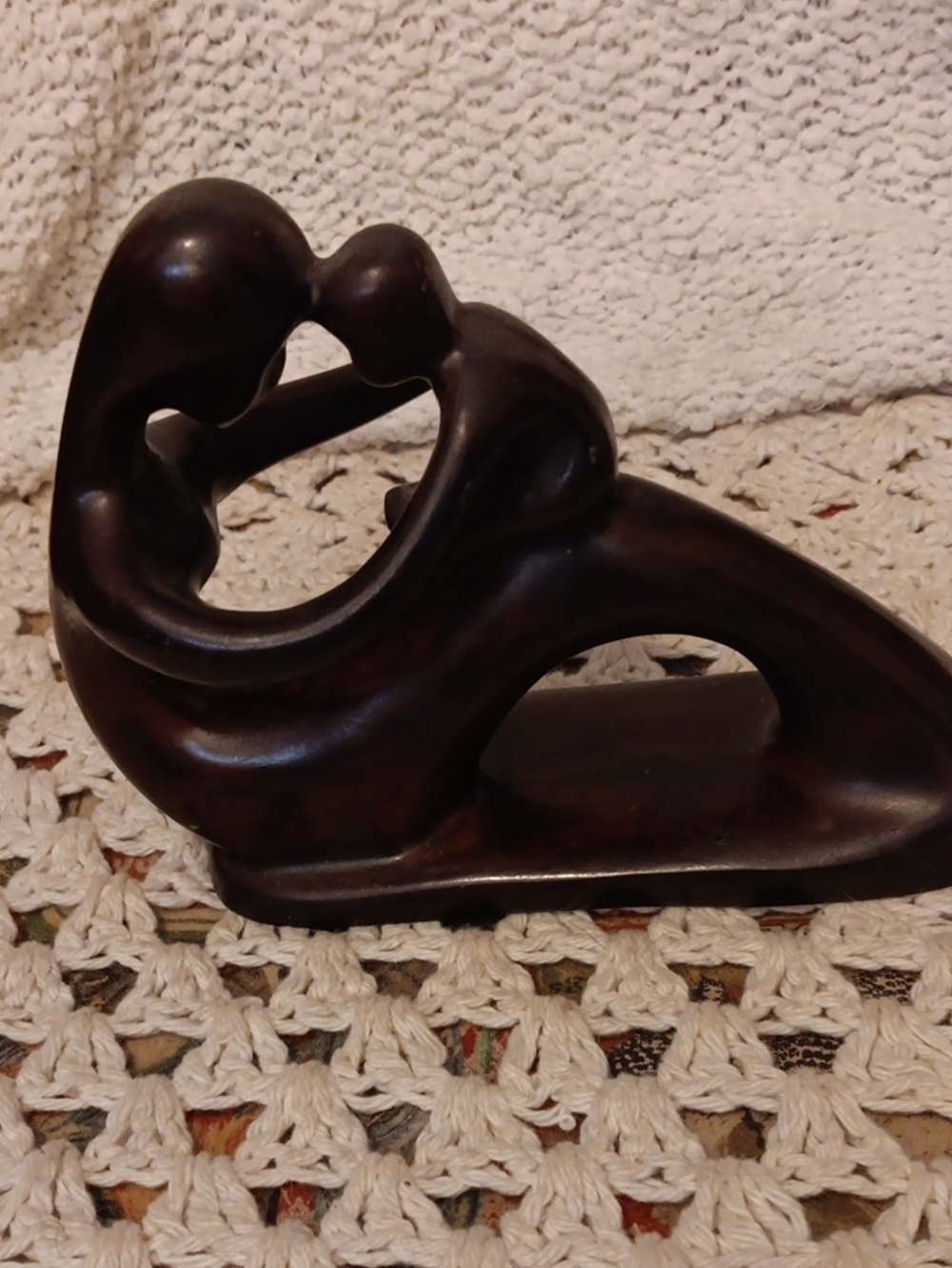 Contemporary Abstract Couple Sculpture in Dark Brown Finish